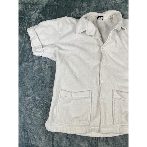 Jantzen USA men’s terry cloth shirt white large  button-up resort towel good - Picture 9 of 10